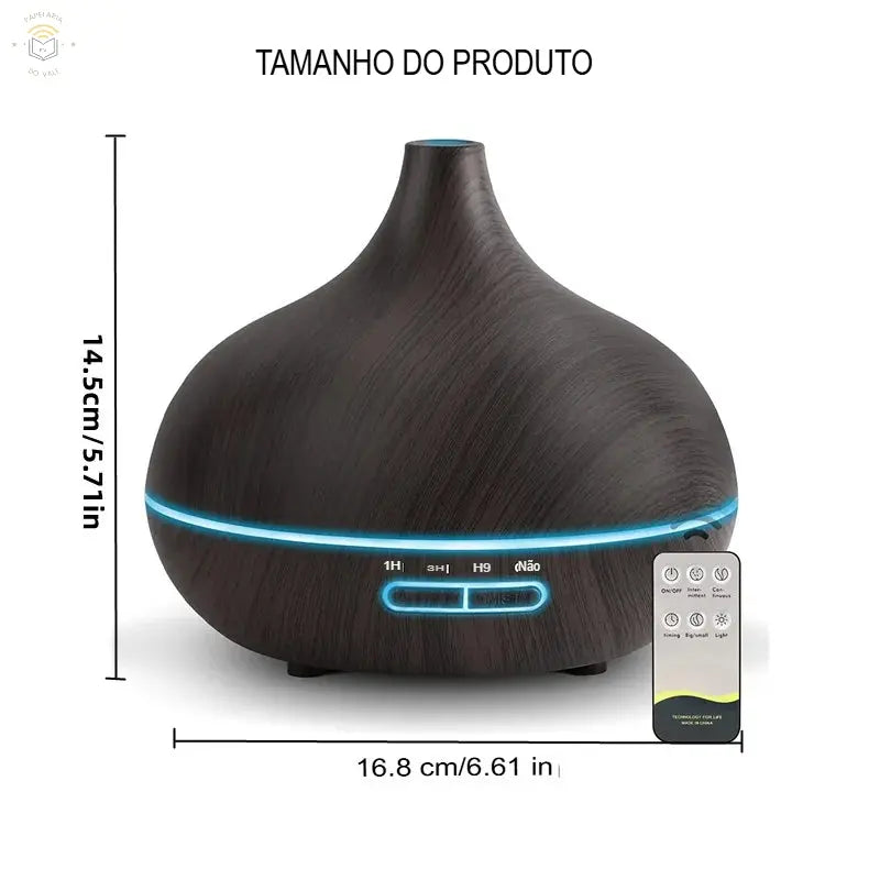 Difusor USB Madeira 550ml com LED